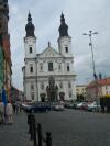 Klatovy - the square (the former Jesuit Church on background, the former Jesuit College left from the Church)