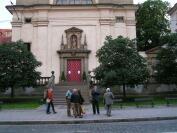 in front of the church of the Victorious St.Virgin Mary 
('Prague Jesus Child' church)