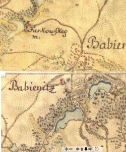 Detail of the map of Pabenice